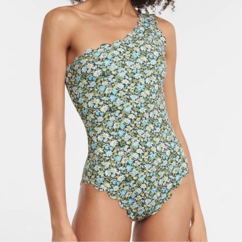 Marysia Swim Floral Scalloped One-Shoulder One Piece
